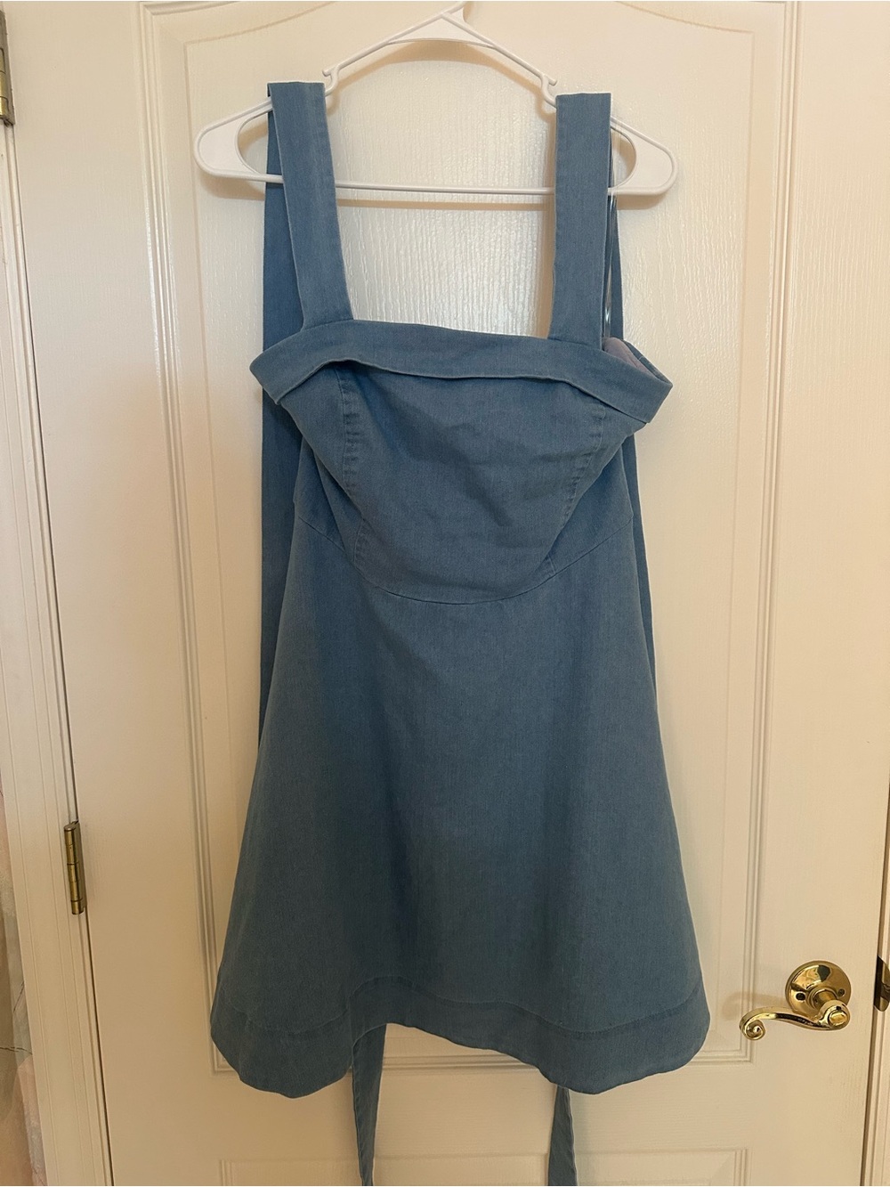 chambray tie mini dress